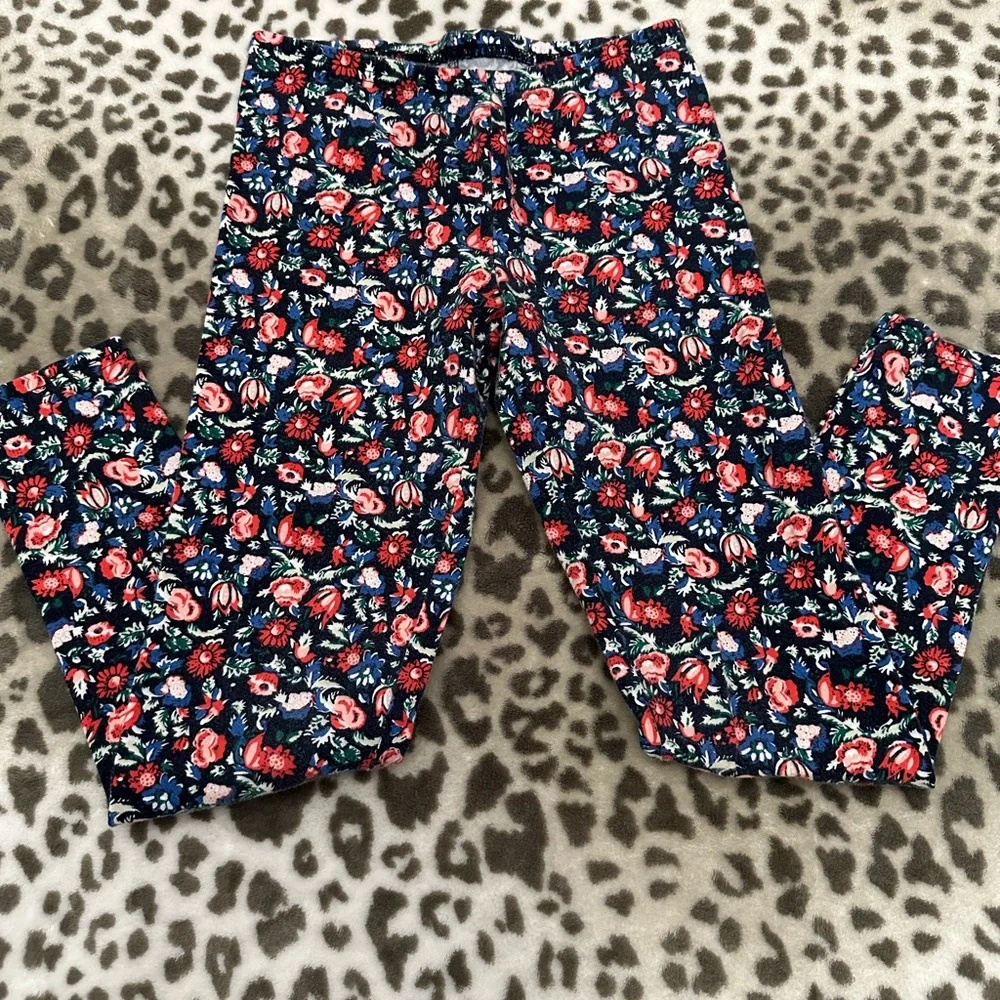 Old Navy Floral Long Leggings in Blue Floral Size Large 10 12